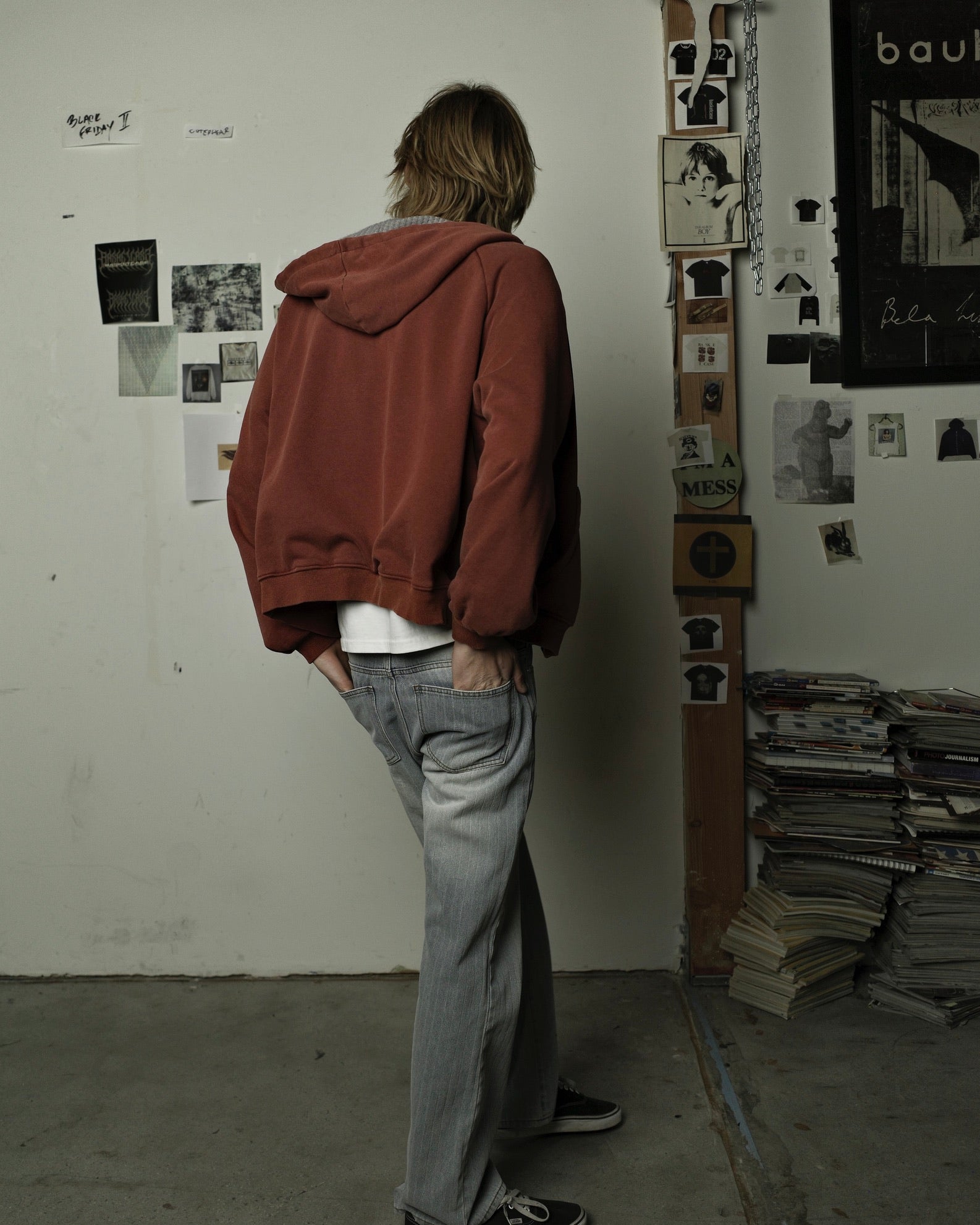 HENCH, thermal lined hoodie (washed red)