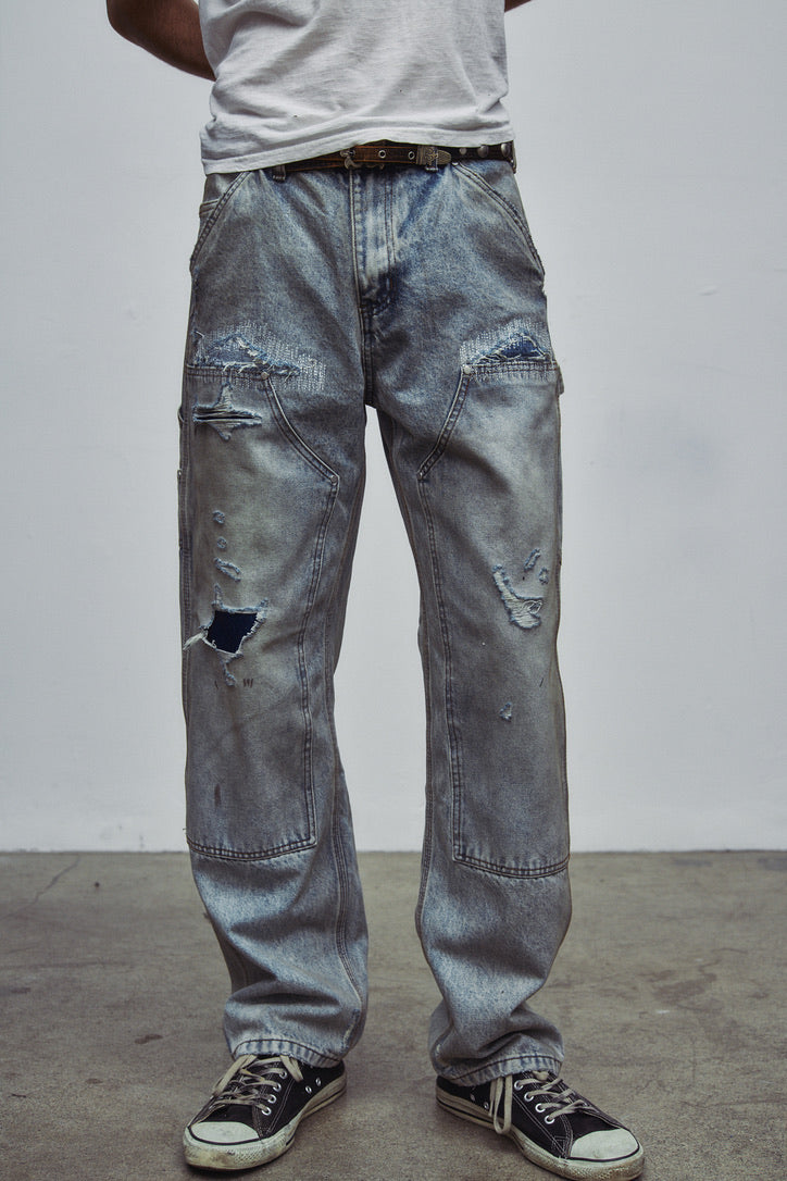 HENCH, double knees (light wash)