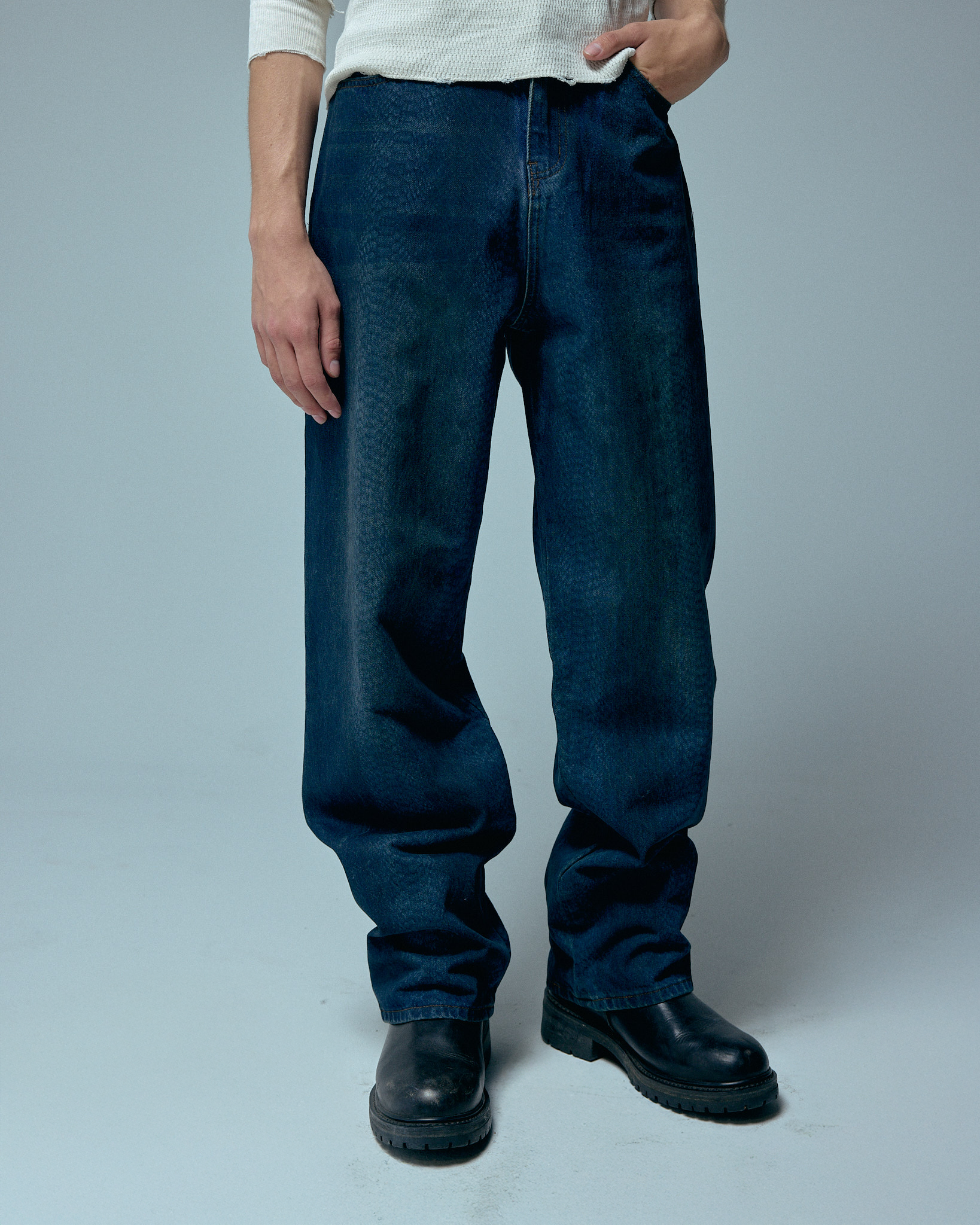 LAX, baggy denim (snakeskin)