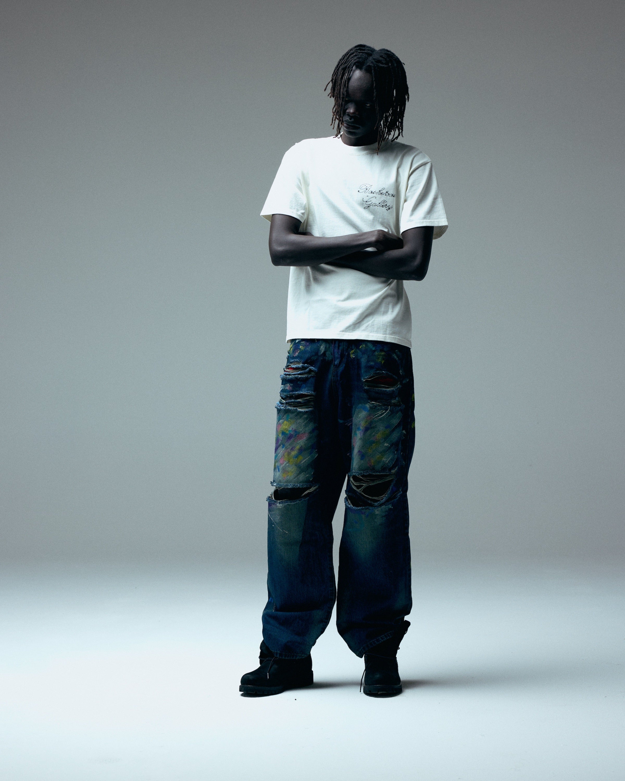 LAX, baggy denim (paint splatter)