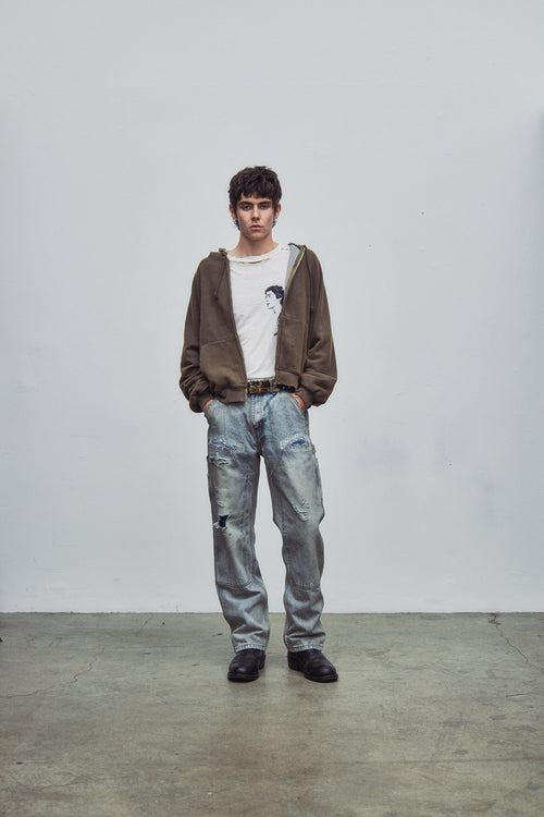 HENCH, double knees (light wash)