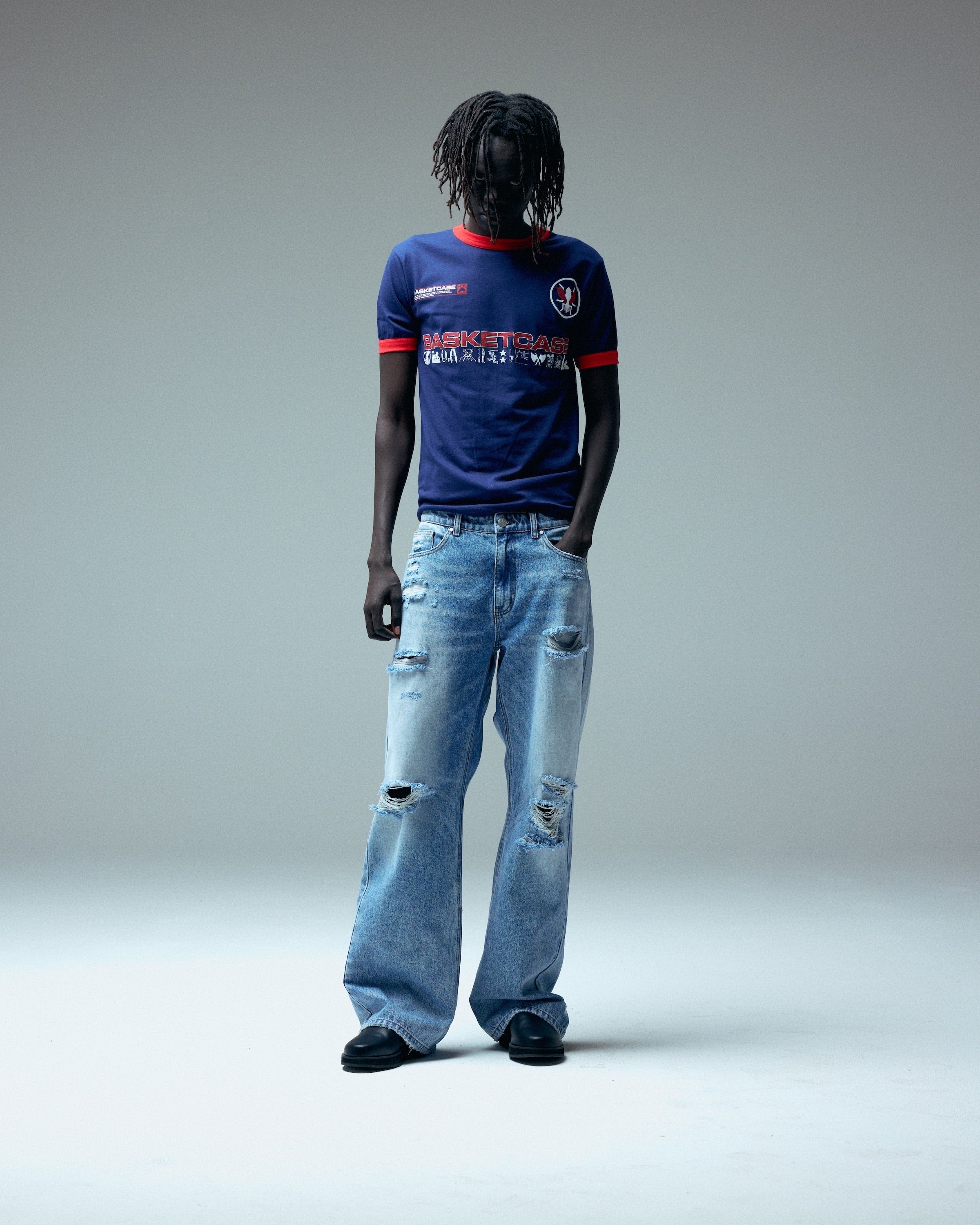 COMPUTER, a ringer t-shirt (navy)