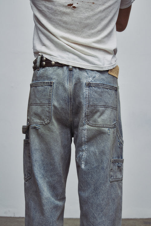 HENCH, double knees (light wash)
