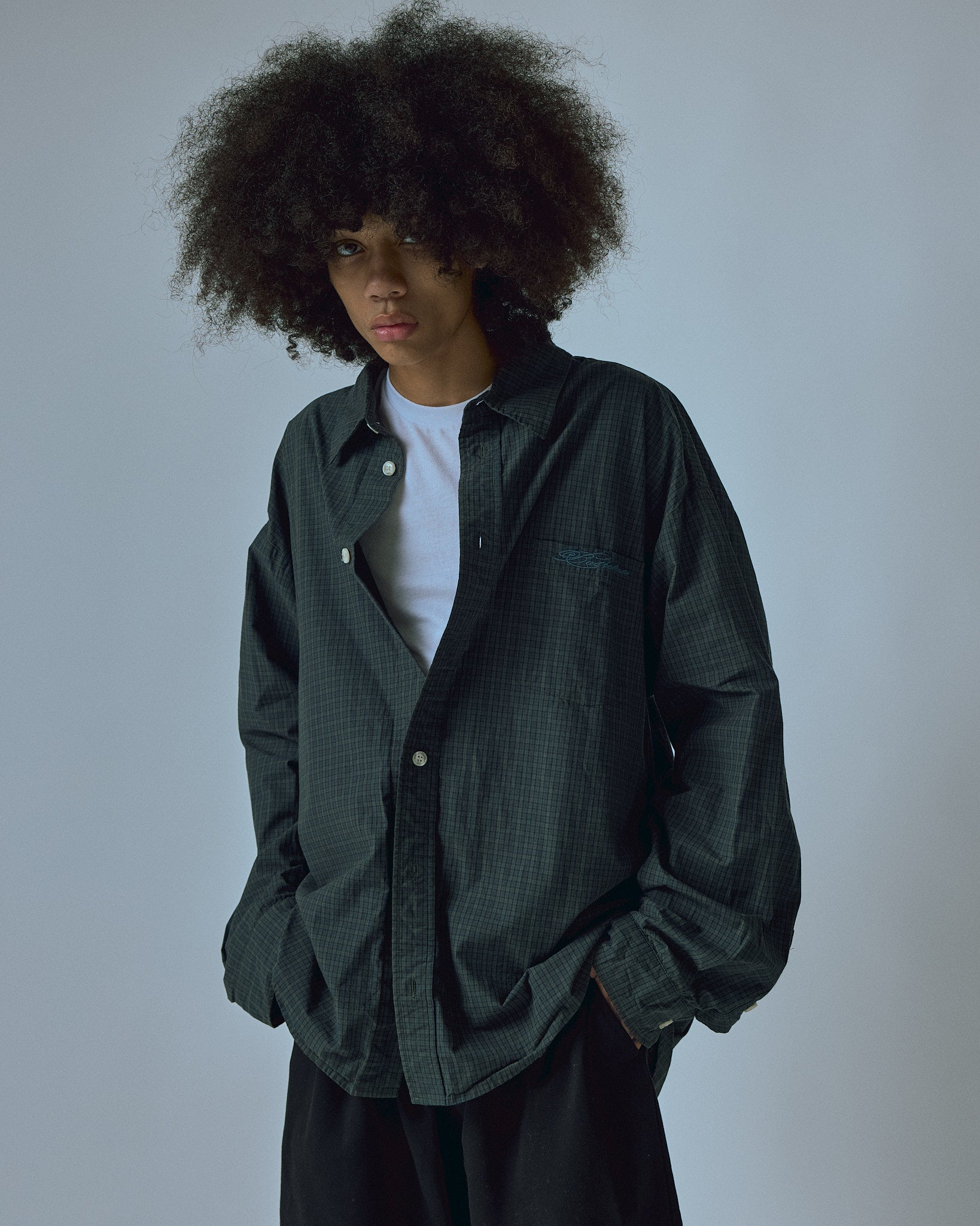 ALLEYWAY, oversized button-up (blue/green plaid)