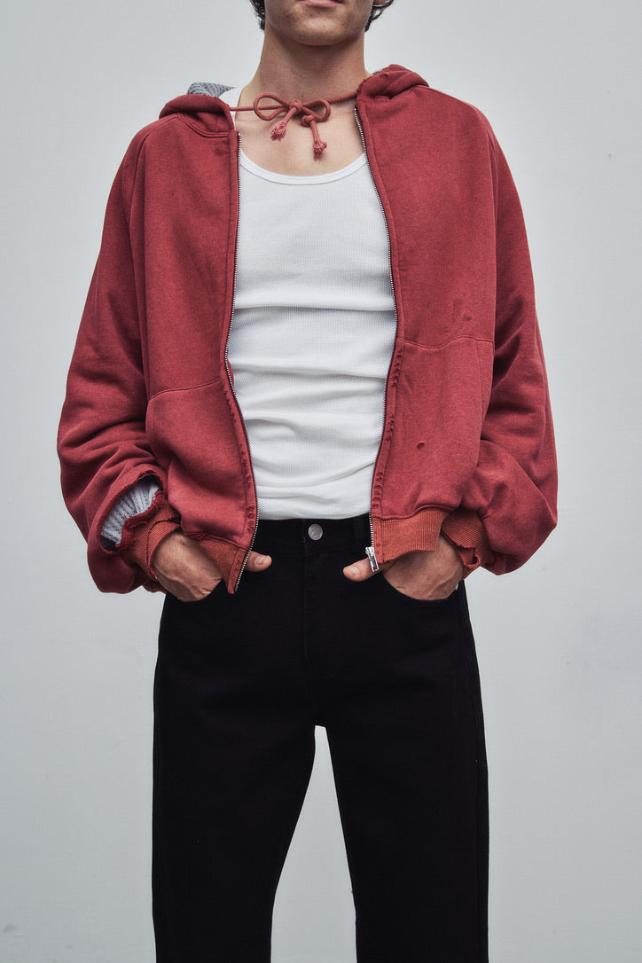 HENCH, thermal lined hoodie (washed red)