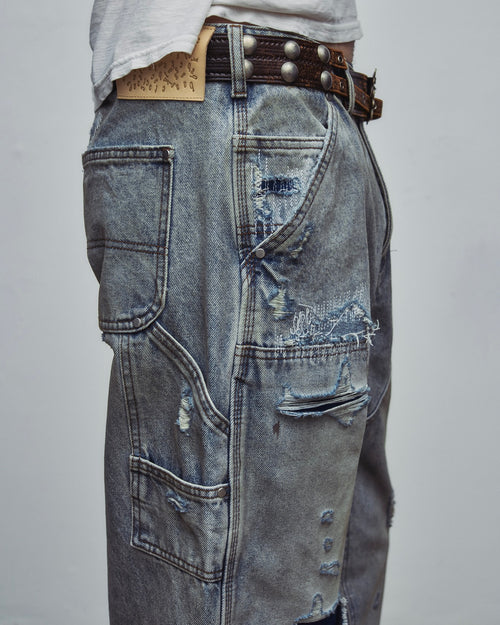 HENCH, double knees (light wash)