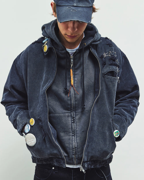 HENCH, thermal lined hoodie (vintage black)