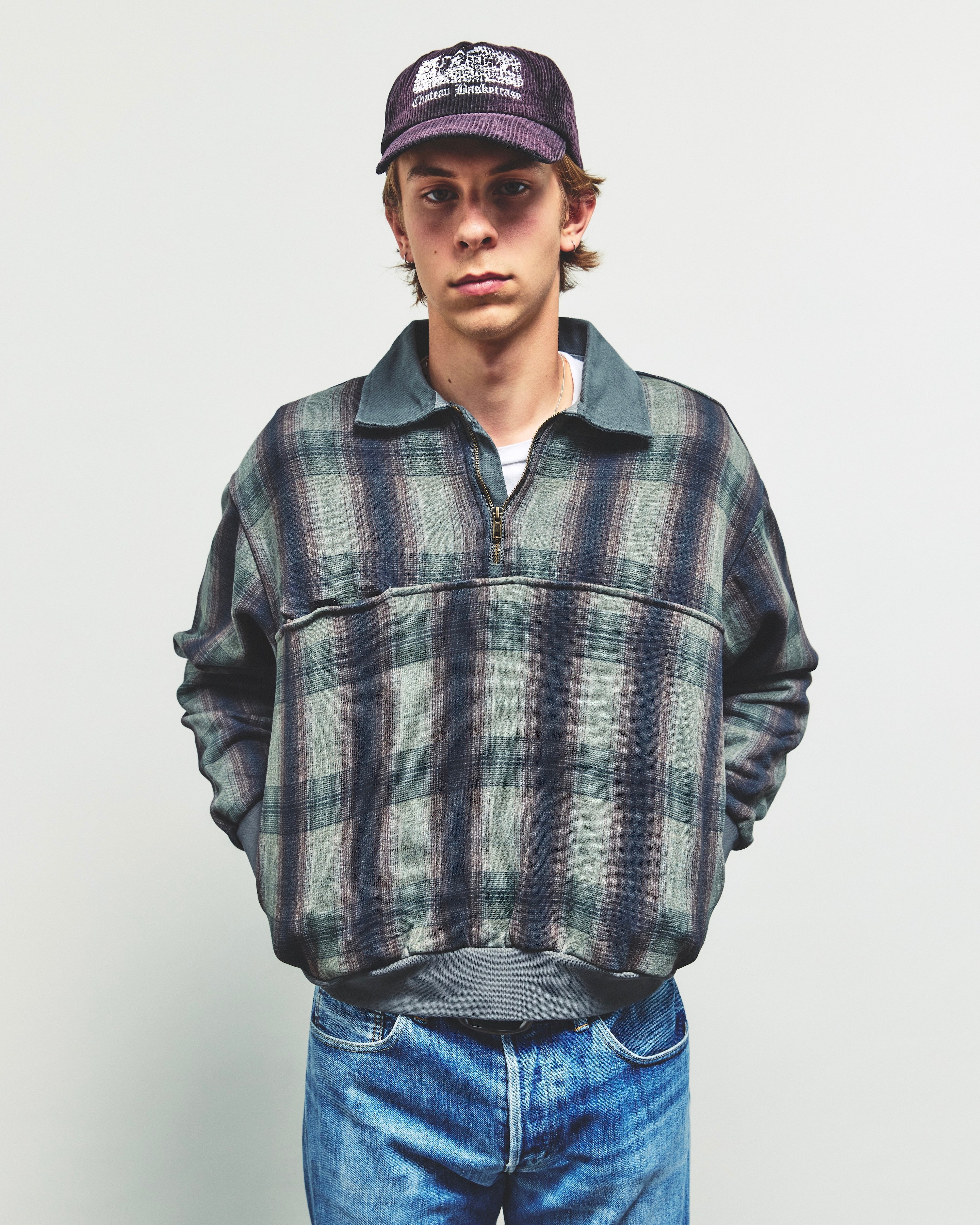 STOKE, a quarter zip (shadowplaid)