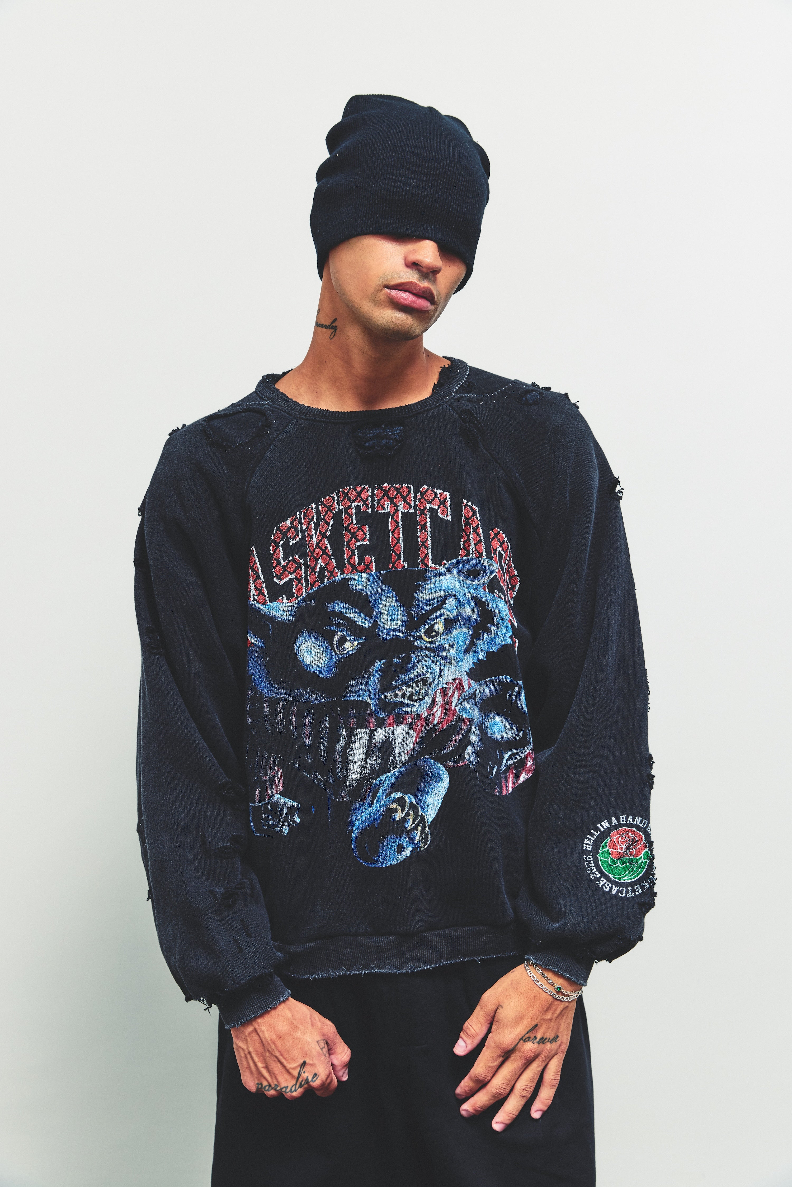 BADGERS, repaired crewneck