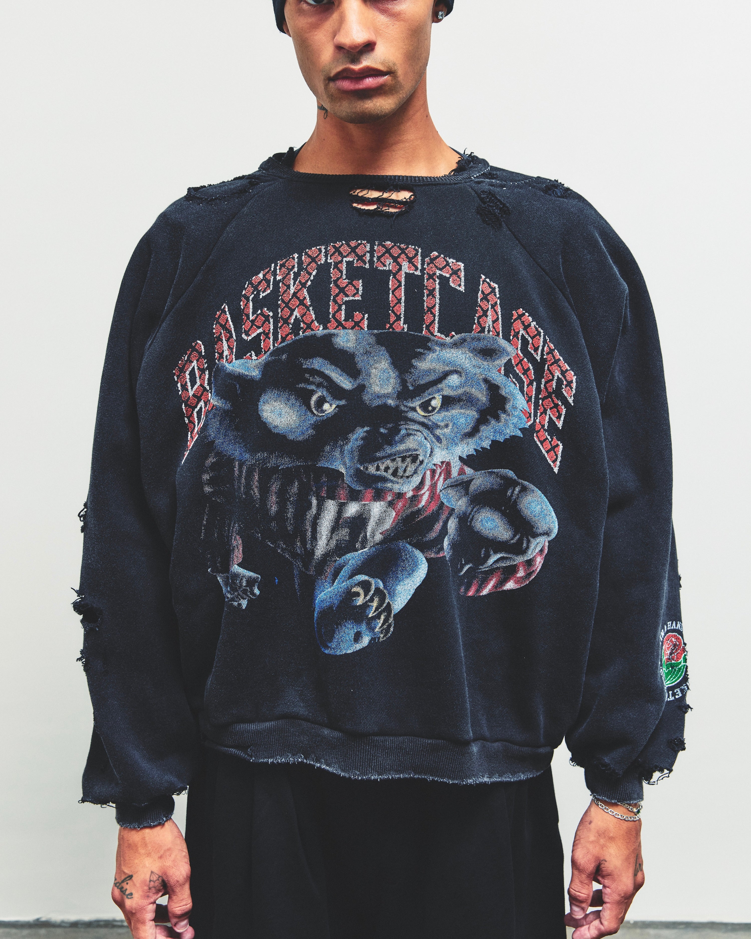 BADGERS, repaired crewneck