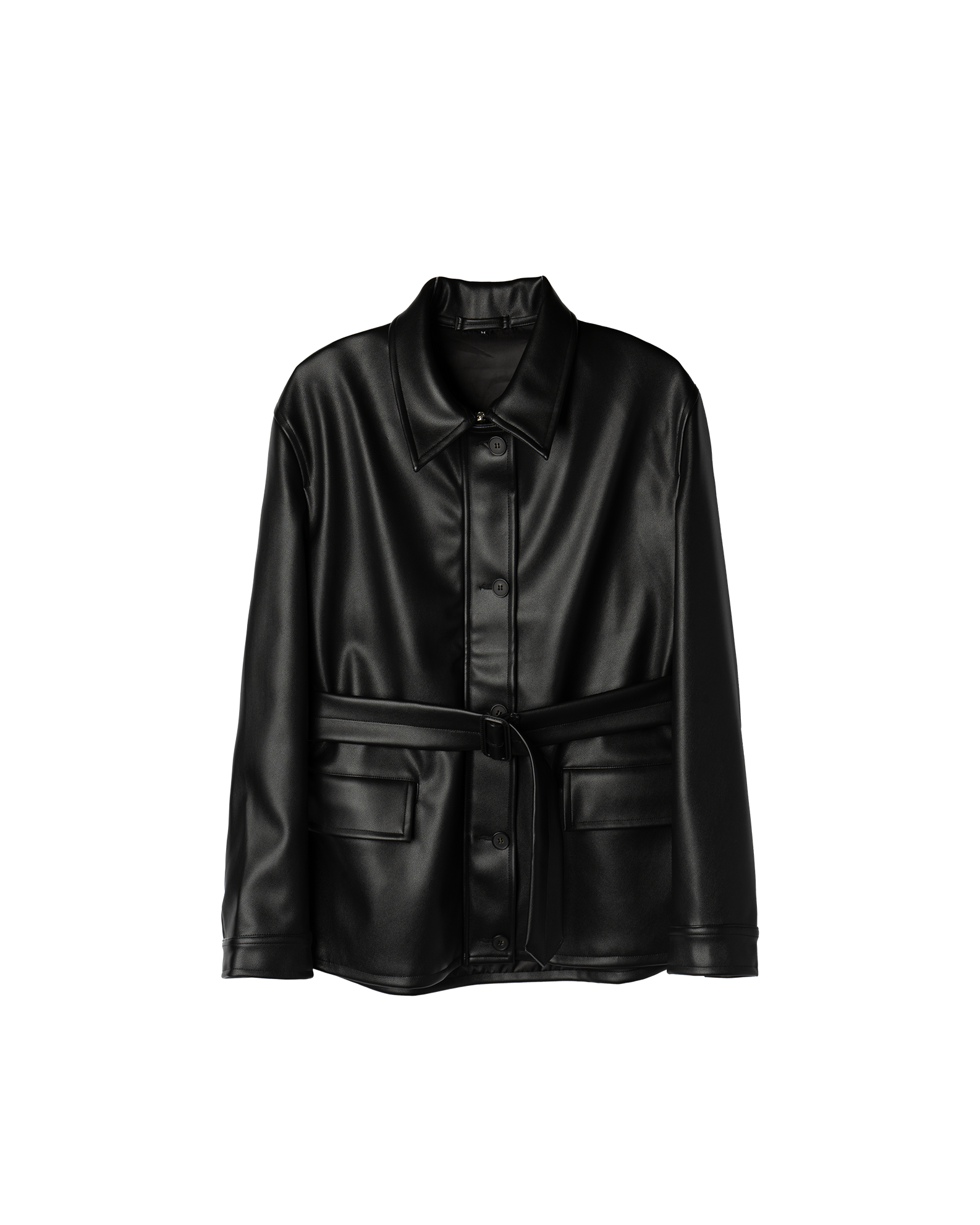 BELTED, leather jacket