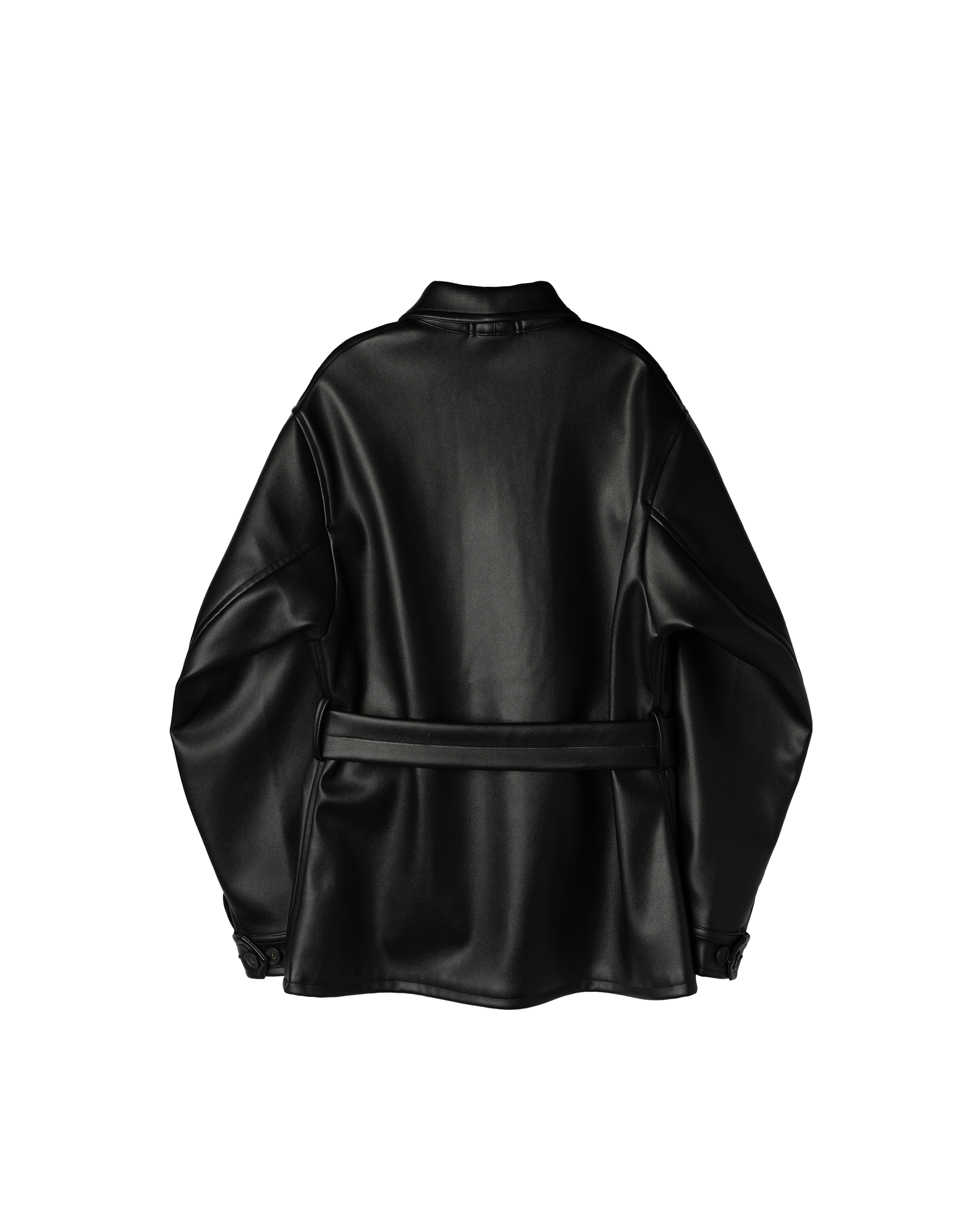 BELTED, leather jacket