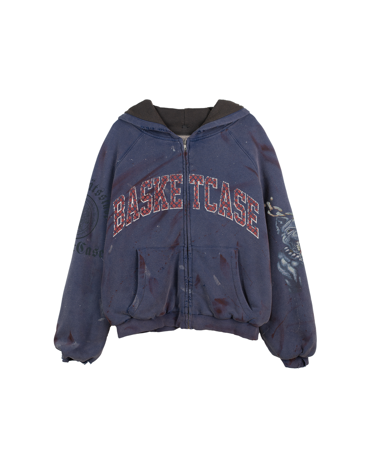 BULLDOG v2, thermal lined hoodie (navy paint splatter) | BASKETCASE
