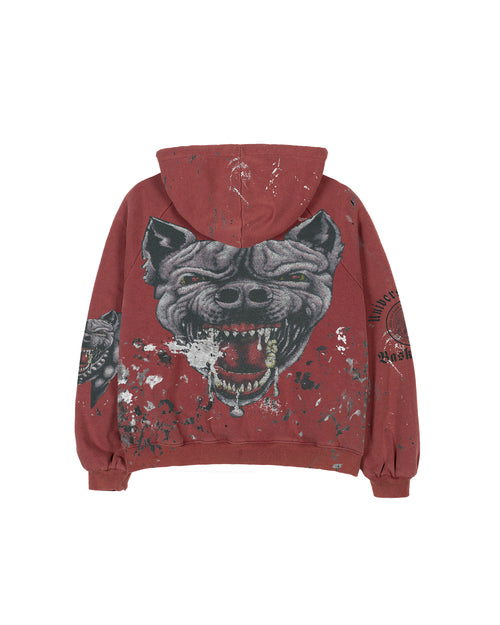 BULLDOG v2, thermal lined hoodie (red paint splatter)