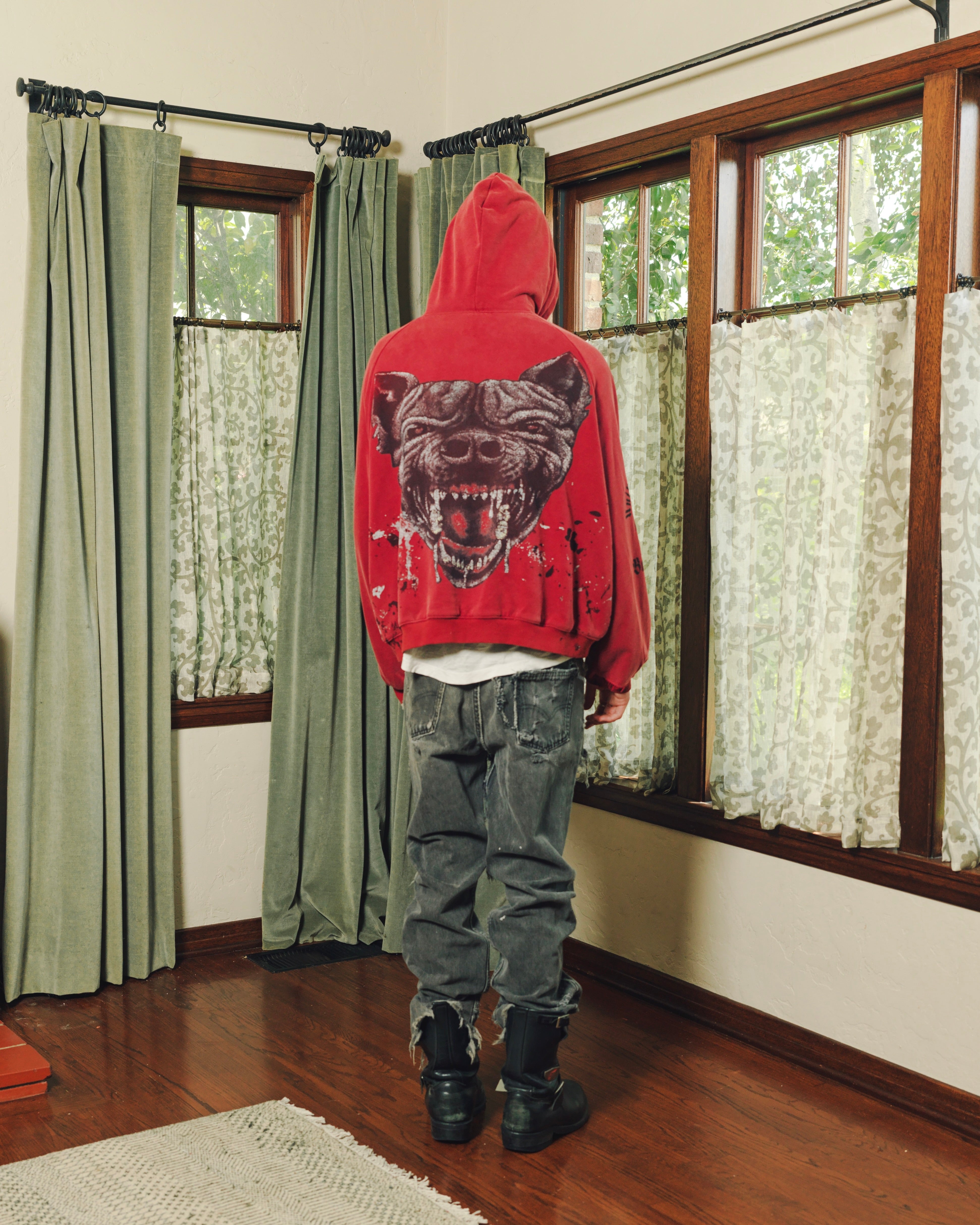 BULLDOG v2, thermal lined hoodie (red paint splatter)