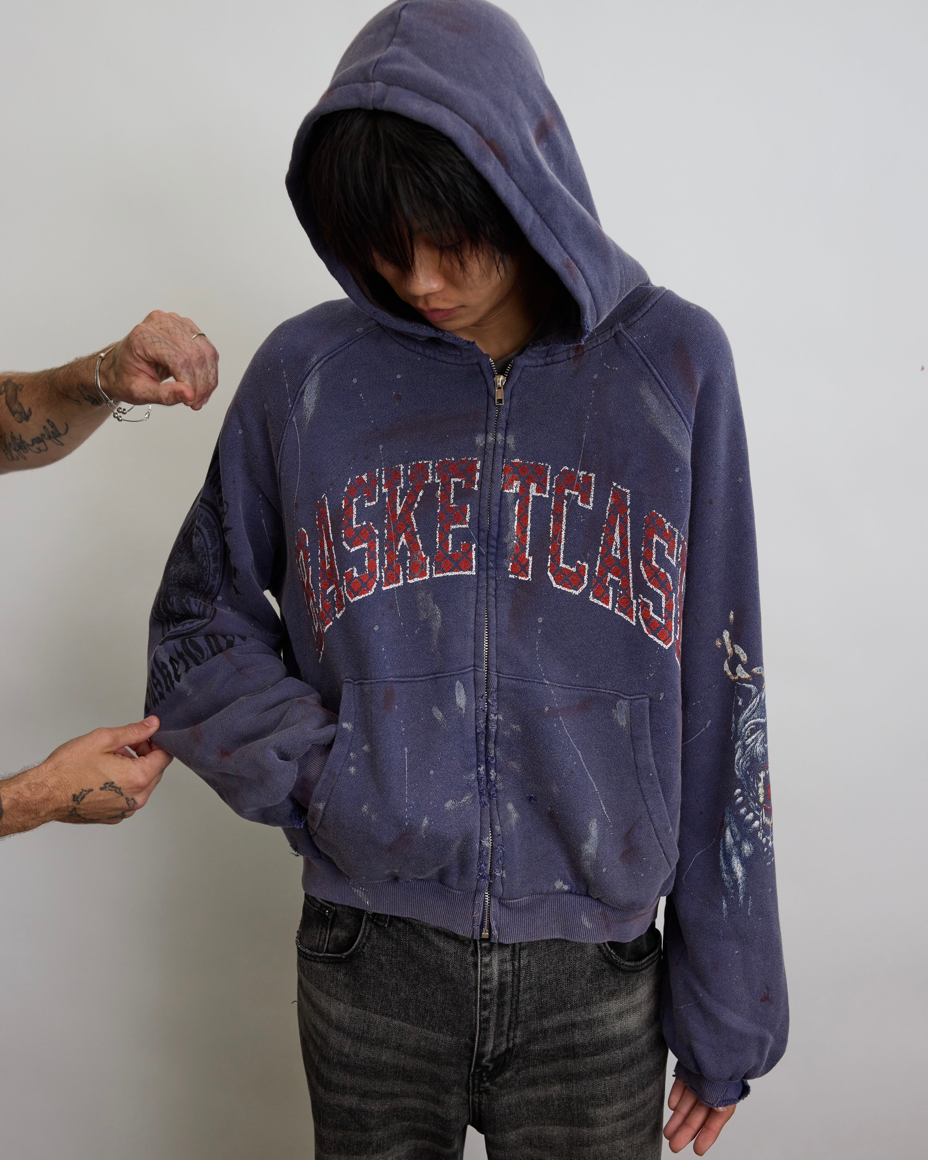 BULLDOG v2, thermal lined hoodie (navy paint splatter)