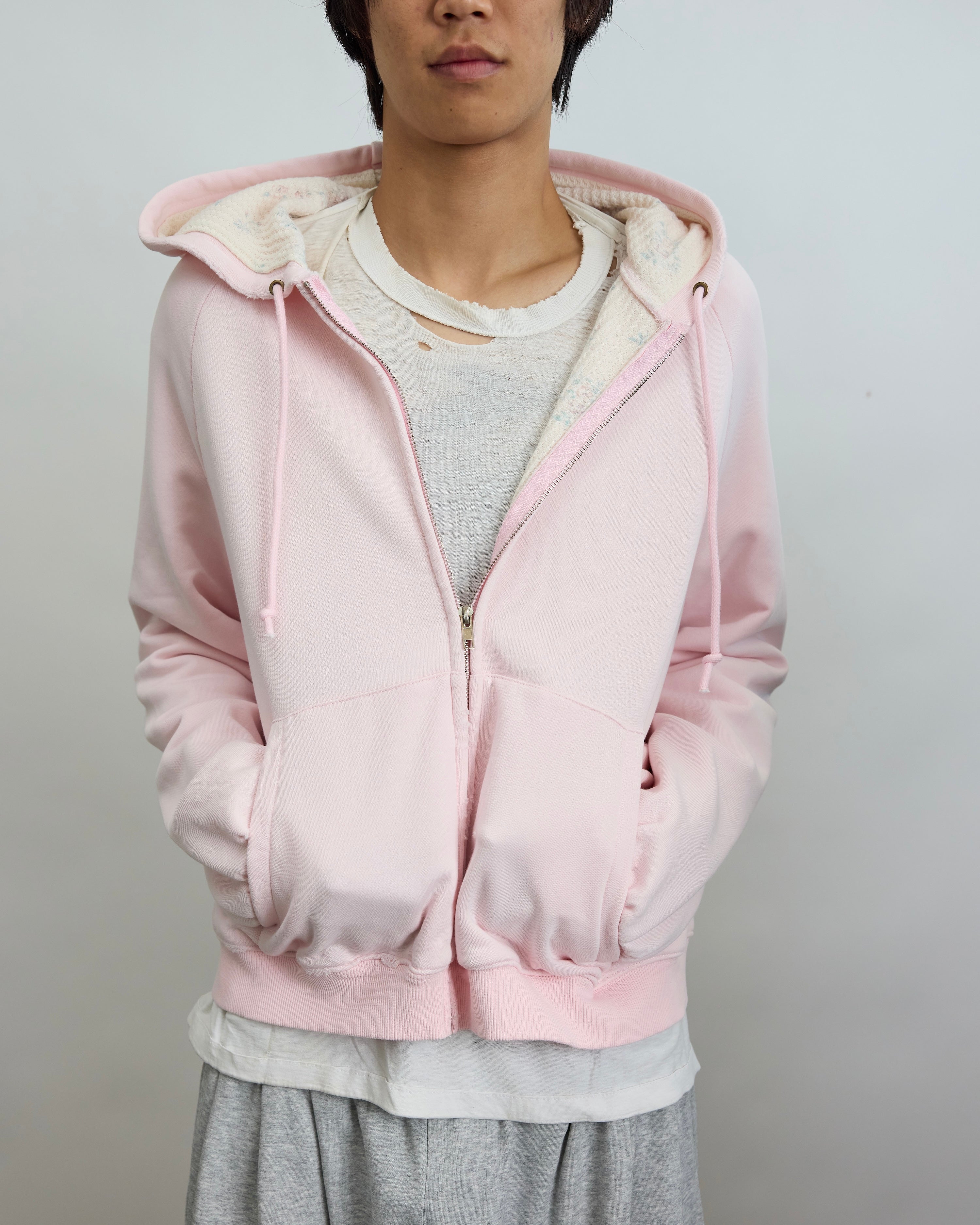 HENCH, floral thermal zip hoodie (pink)