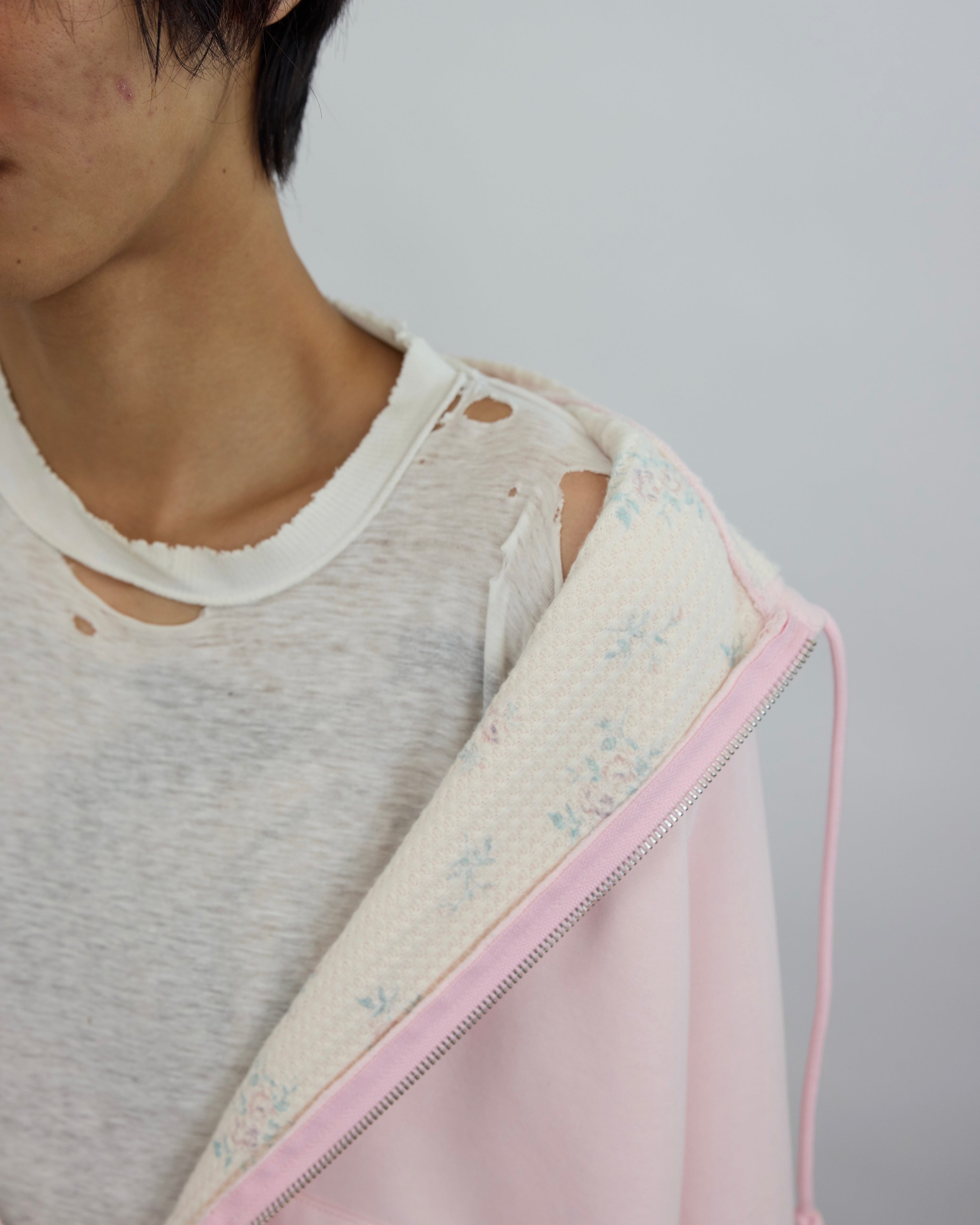 HENCH, floral thermal zip hoodie (pink)