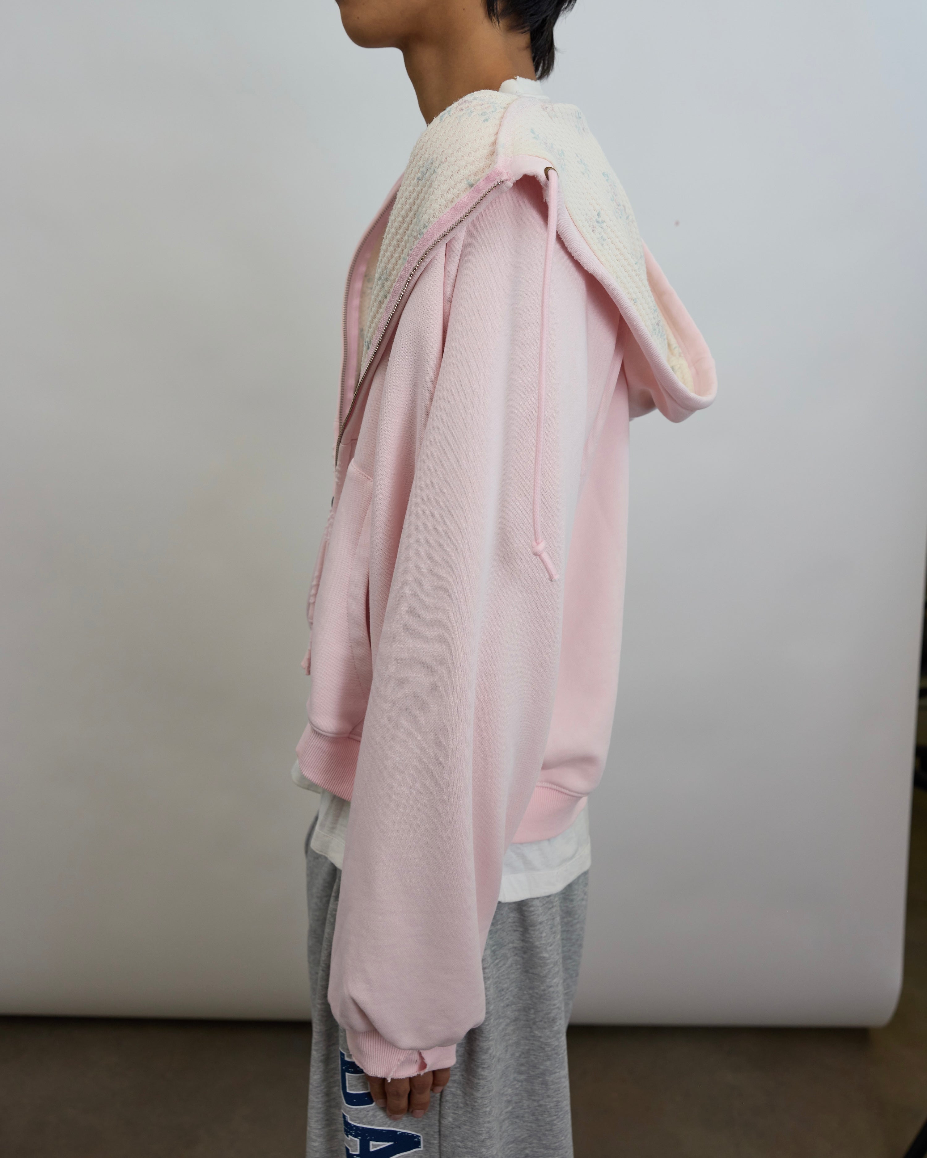 HENCH, floral thermal zip hoodie (pink)