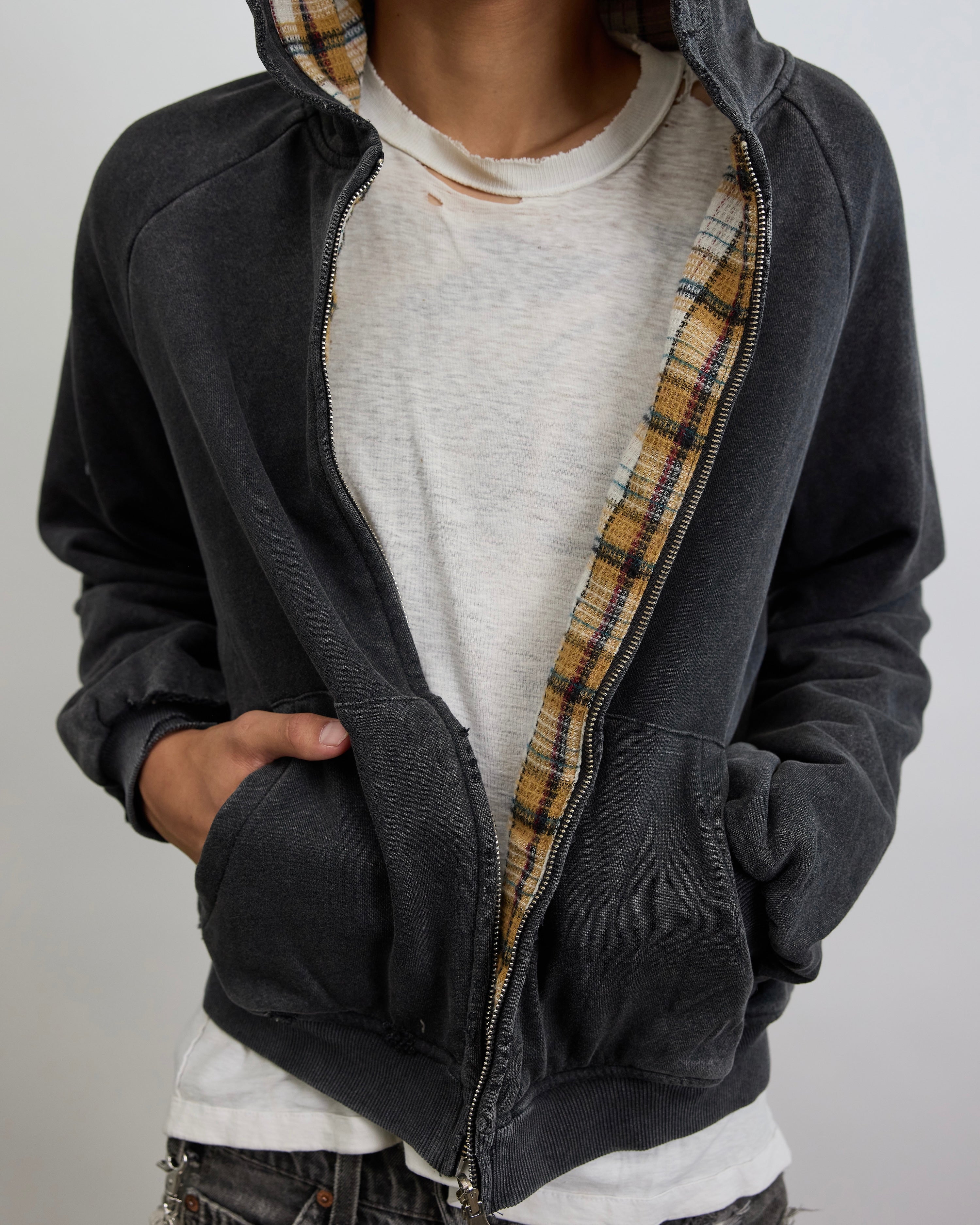 HENCH, plaid thermal lined hoodie
