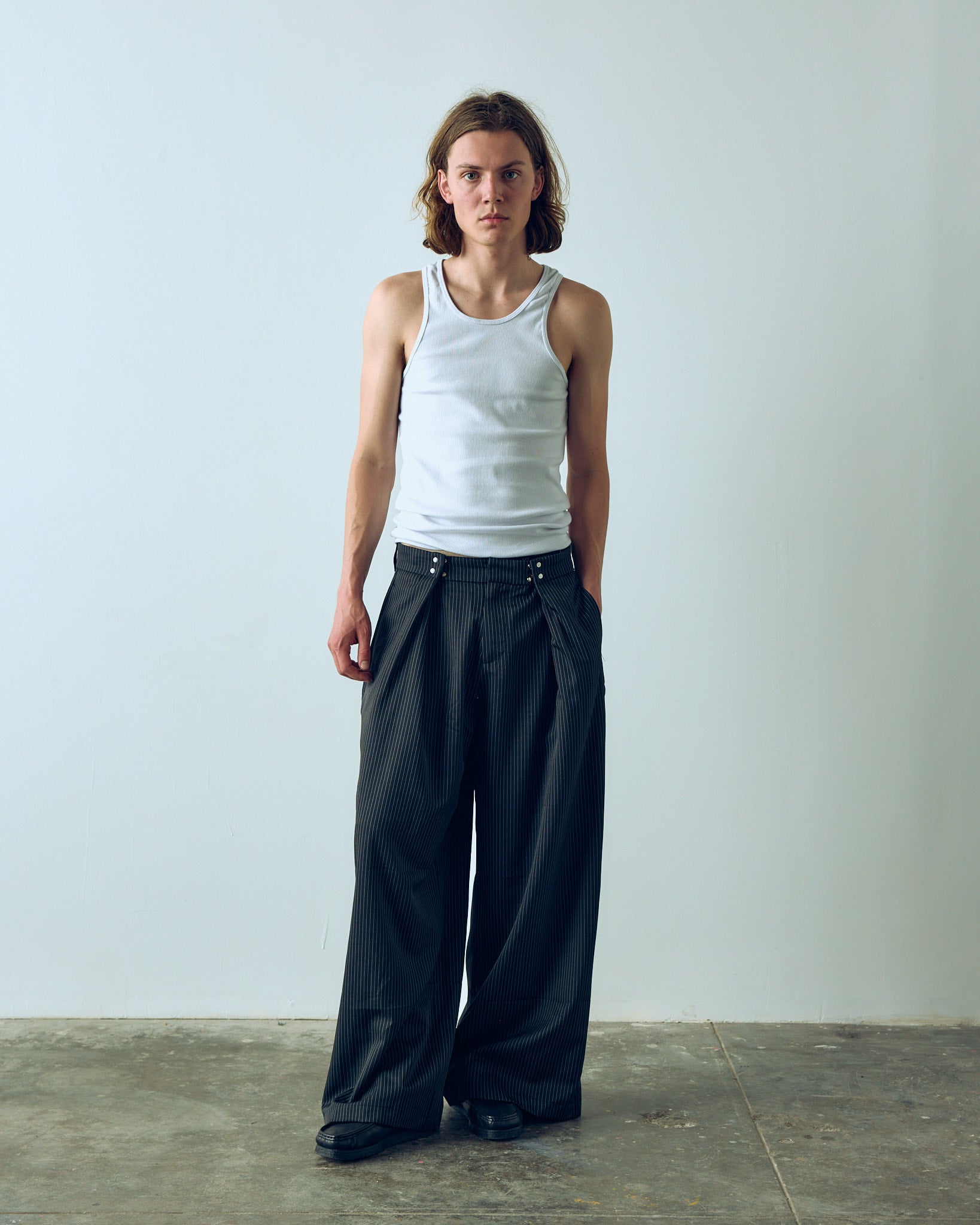 CALDWELL, pinstripe slacks