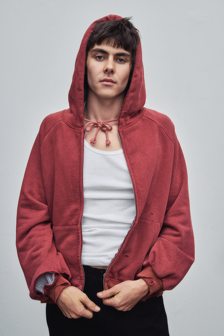 HENCH, thermal lined hoodie (washed red)