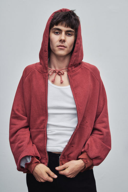 HENCH, thermal lined hoodie (washed red)