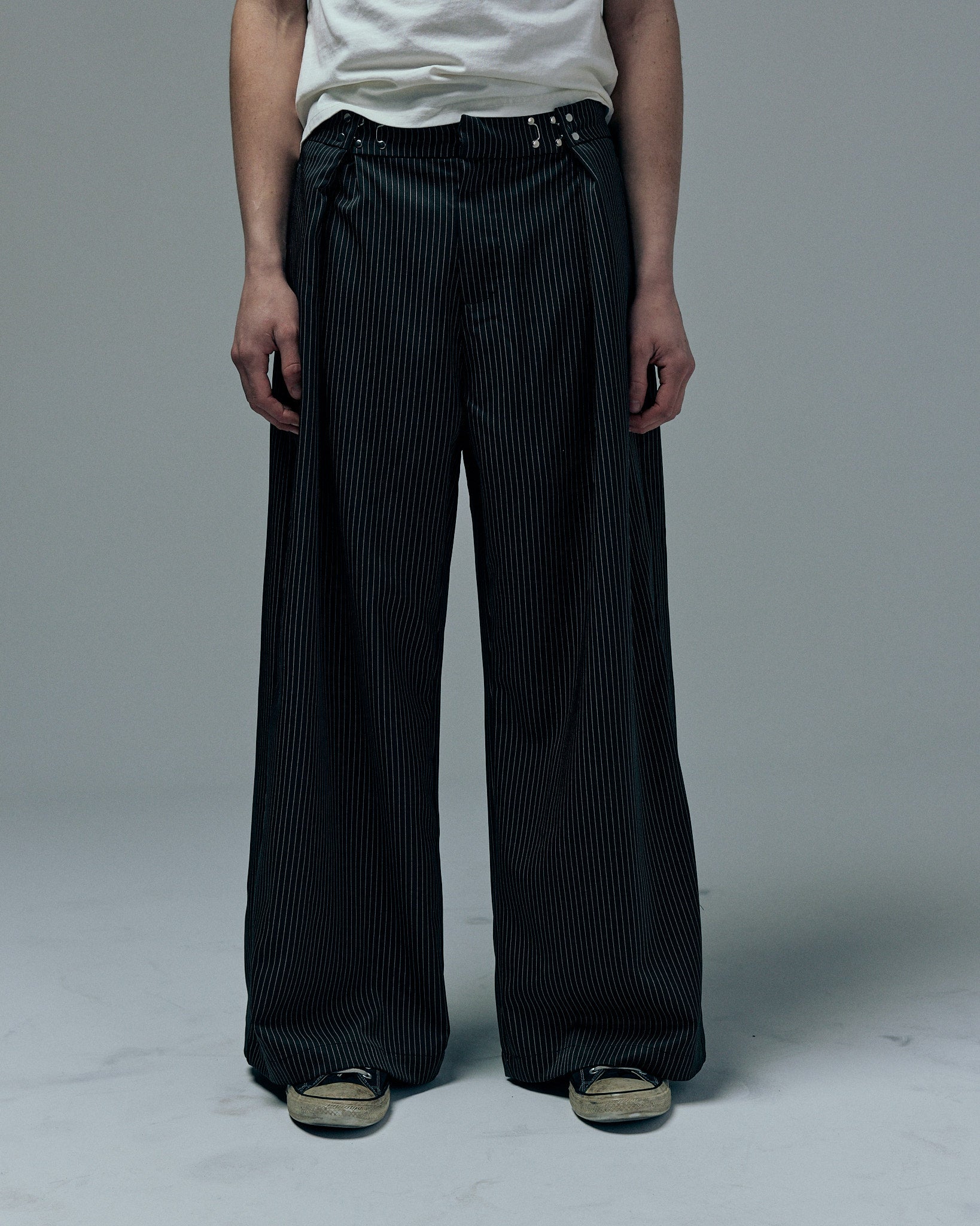 CALDWELL, pinstripe slacks | BASKETCASE