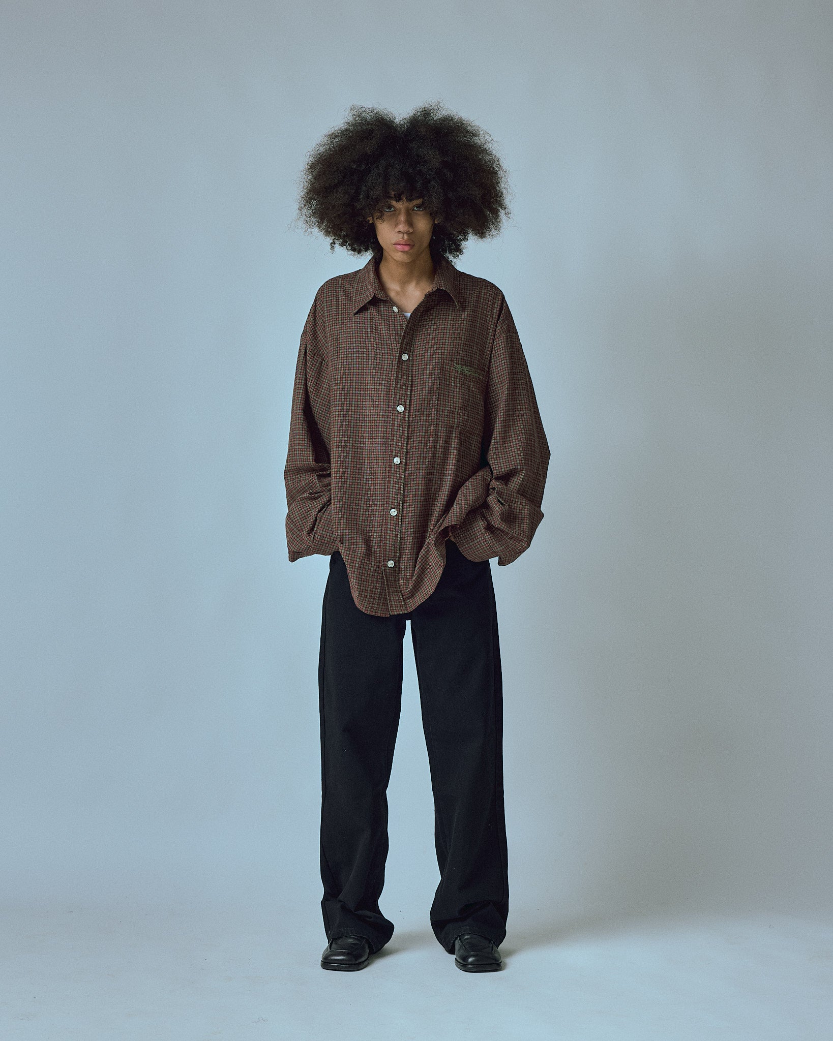 ALLEYWAY, oversized button-up (red plaid)