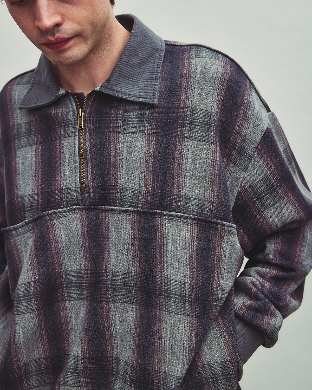 STOKE, a quarter zip (shadowplaid)