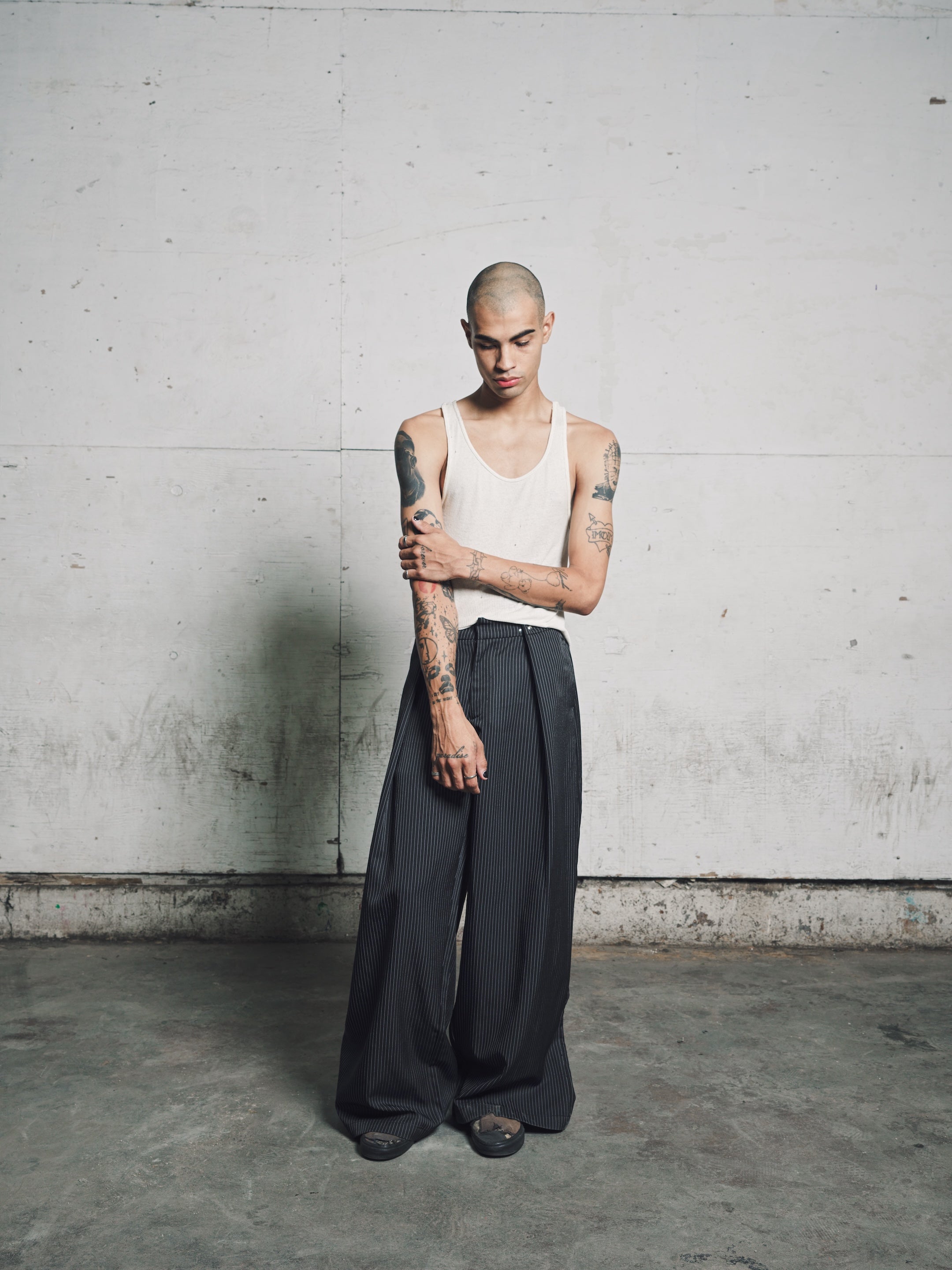 CALDWELL, pinstripe slacks