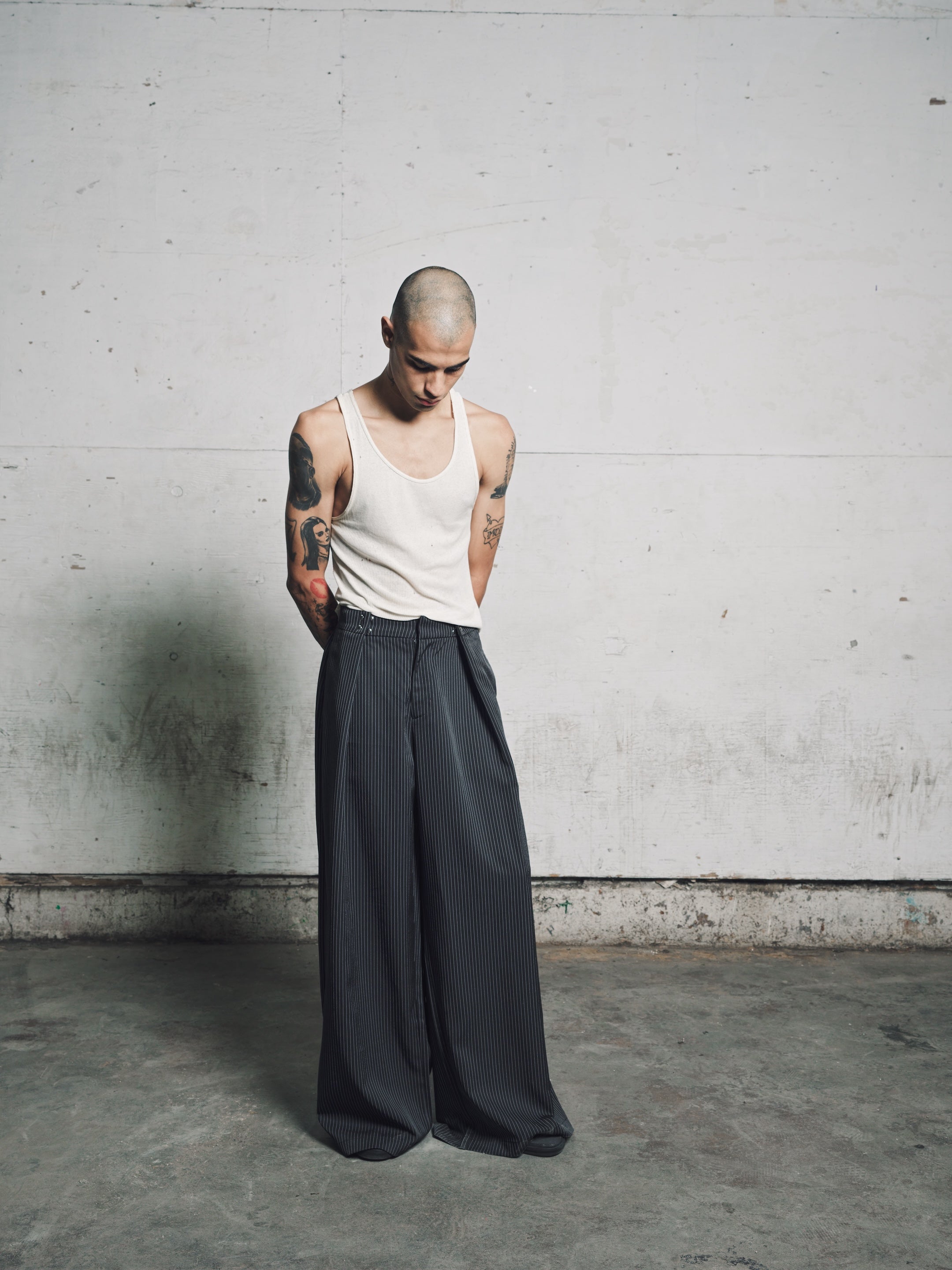 CALDWELL, pinstripe slacks