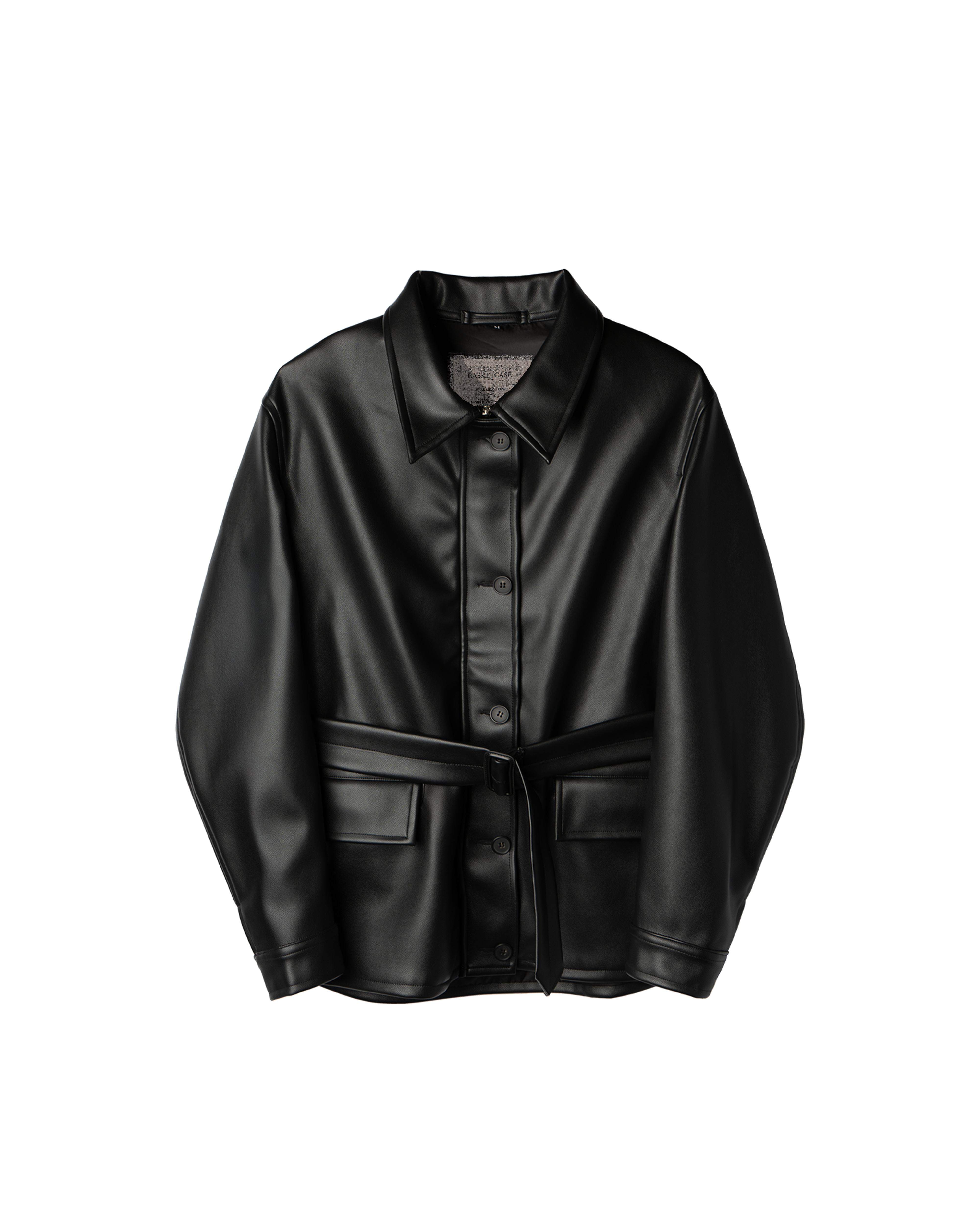 BELTED, leather jacket